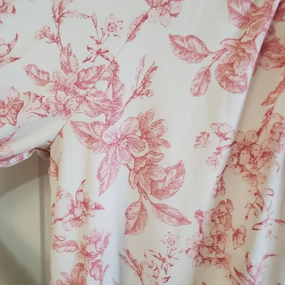 Lauren Ralph Lauren Med Long Sleeve Blouse Pink White Floral Romantic - Picture 7 of 12